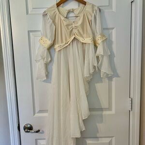 Pumpers Ivory Cream Lyrical Dance Costume Swarovski Crystals Two Piece Size M